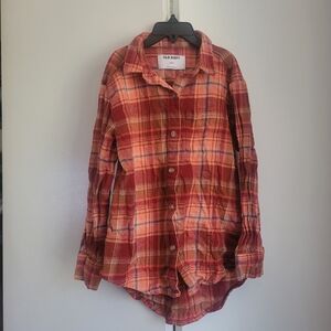 6/7 Rust-colored Flannel Shirt Grunge Old Navy